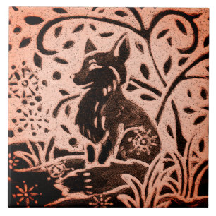 Copper Brown Woodland Fox Snow Winter Fall Trivet