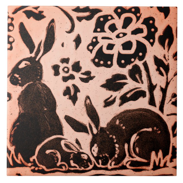 Copper Brown Woodland Rabbit Hare Autumn Trivet (Front)