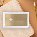 Copper Brushed Metal Ivory Diamond Monogrammed Business Card Case<br><div class="desc">Modern exclusive looking business card case on a beige tan sleek metallic like texture background with geometric diamond shaped monogram. Personalize it with your business or personal monogram letter and name!</div>