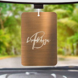 Copper Brushed Metal Script Monogram Air Freshener