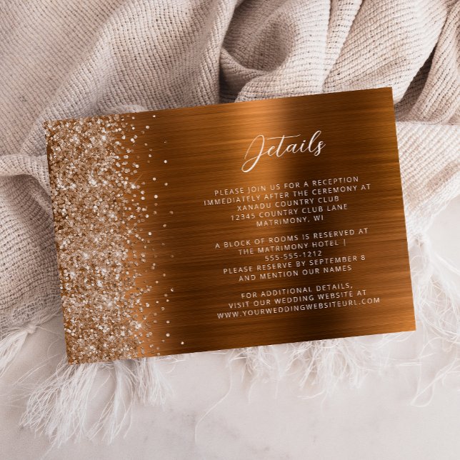 Copper Brushed Metal Wedding Details  Enclosure Card (Creator Uploaded)
