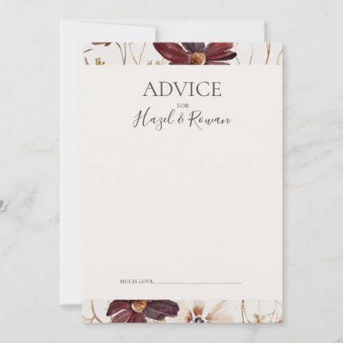 Copper Burgundy Wildflower  Beige Advice Card