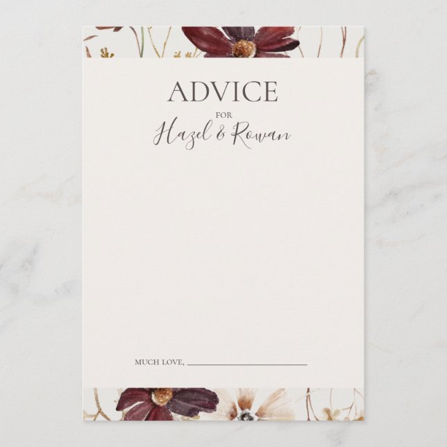 Copper Burgundy Wildflower | Beige Advice Card (Front)