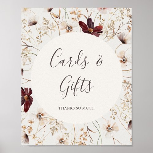 Copper Burgundy Wildflower  Beige Cards and Gifts Poster