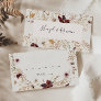 Copper Burgundy Wildflower | Beige Flat Wedding Place Card