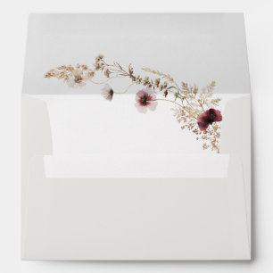 Copper Burgundy Wildflower Beige Invitation Envelope