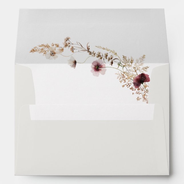 Copper Burgundy Wildflower | Beige Invitation Envelope (Back (Bottom))