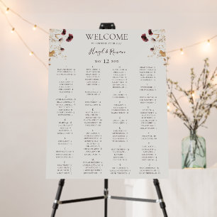 Copper Burgundy Wildflower Beige Seating Chart Foam Board