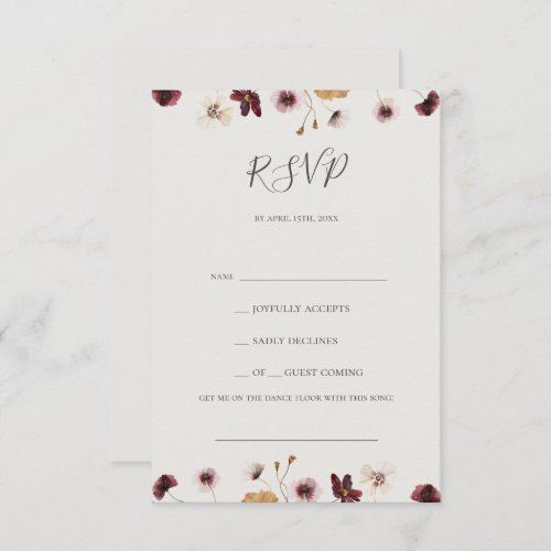 Copper Burgundy Wildflower Beige Song Request RSVP