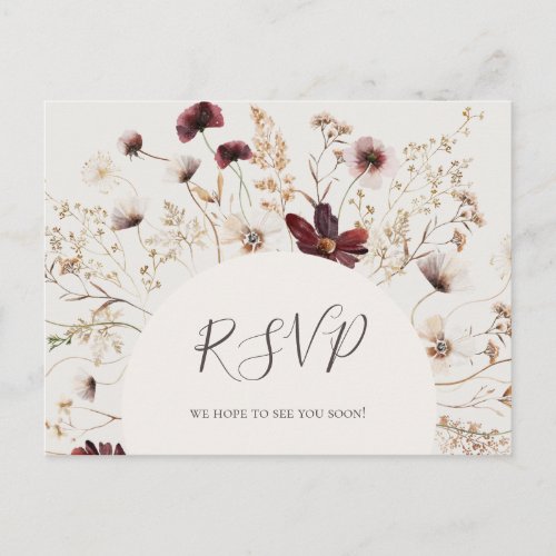 Copper Burgundy Wildflower Beige Song Request RSVP Postcard