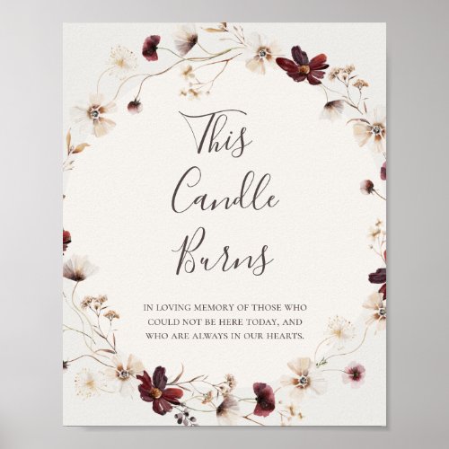 Copper Burgundy Wildflower Beige This Candle Burns Poster