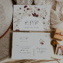 Copper Burgundy Wildflower | beige Wedding RSVP Postcard