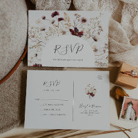 Copper Burgundy Wildflower | beige Wedding RSVP
