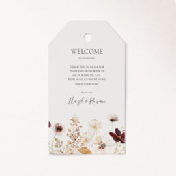 Copper Burgundy Wildflower | Beige Wedding Welcome Gift Tags