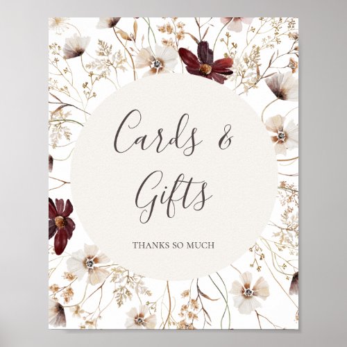 Copper Burgundy Wildflower  Cards and Gifts Sign