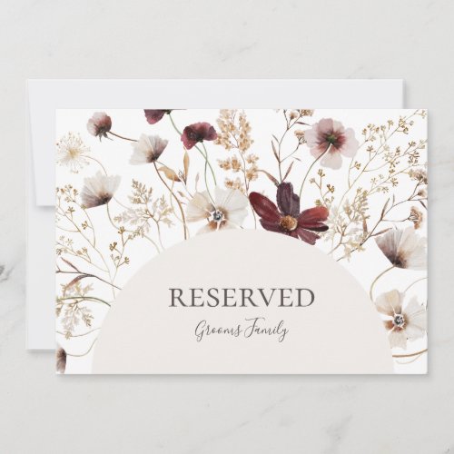 Copper Burgundy Wildflower Reserved Sign
