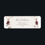Copper Burgundy Wildflower | Return Address Label<br><div class="desc">This copper burgundy wildflower | return address label is perfect for your classic rustic boho rust, white, marsala wedding. Design features a bohemian wreath or bouquet of modern watercolor purple, red, grey, and blush pink wildflowers along with burnt orange and gold greenery. Featured in the design are poppies and barley....</div>
