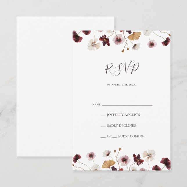 Copper Burgundy Wildflower RSVP Card (Front/Back)