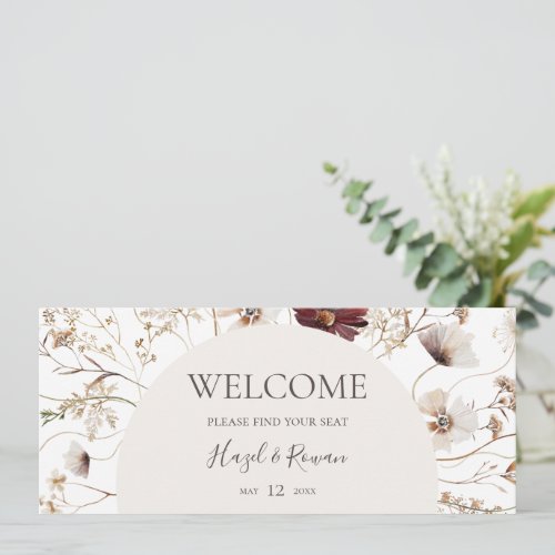 Copper Burgundy Wildflower Seating Chart Header