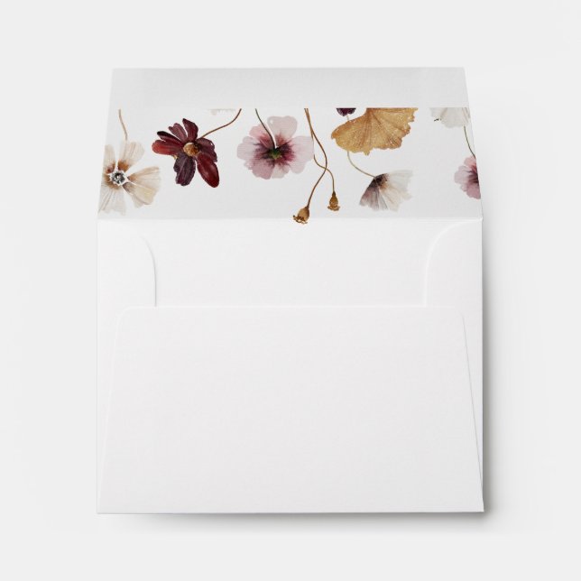 Copper Burgundy Wildflower Self Addressed RSVP Envelope (Back (Bottom))