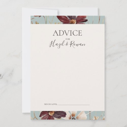 Copper Burgundy Wildflower  Teal Advice Card