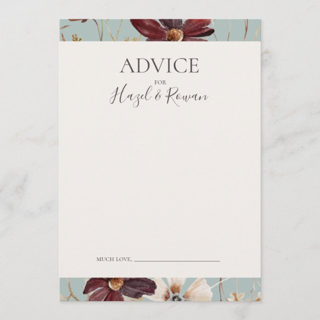 Copper Burgundy Wildflower | Teal Advice Card (Front)