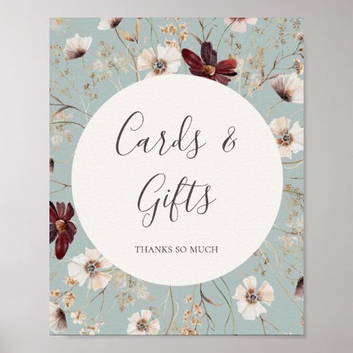 Copper Burgundy Wildflower  Teal Cards and Gifts Poster
