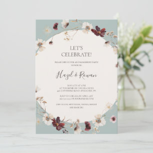 Copper Burgundy Wildflower Teal Let's Celebrate Invitation