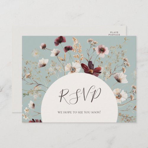 Copper Burgundy Wildflower Teal Menu Choice RSVP