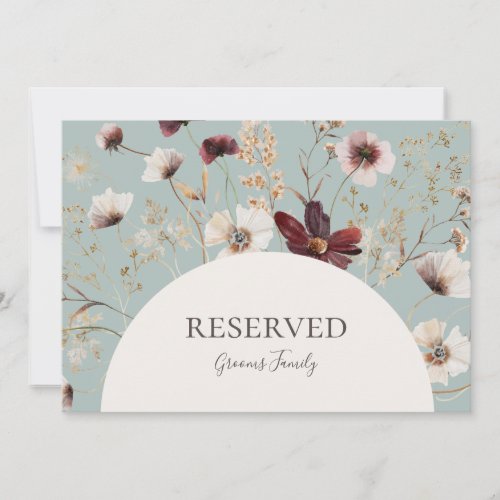 Copper Burgundy Wildflower  Teal Reserved Sign