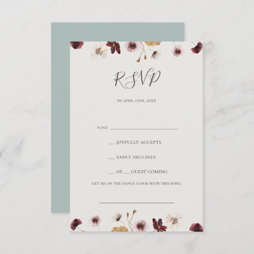 Copper Burgundy Wildflower Teal Song Request RSVP