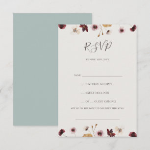 Copper Burgundy Wildflower Teal Song Request RSVP Card
