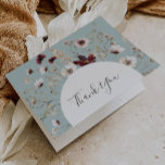 Copper Burgundy Wildflower | Teal Thank You Card<br><div class="desc">This copper burgundy wildflower | teal thank you card is perfect for your classic rustic boho rust, white, marsala wedding. Design features a bohemian wreath or bouquet of modern watercolor purple, red, grey, and blush pink wildflowers along with burnt orange and gold greenery. Featured in the design are poppies and...</div>