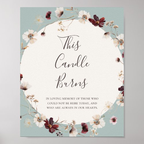 Copper Burgundy Wildflower Teal This Candle Burns Poster