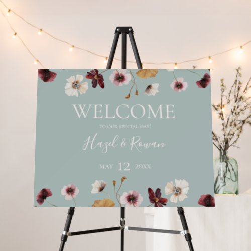 Copper Burgundy Wildflower  Teal Welcome Foam Board