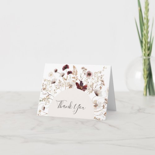 Copper Burgundy Wildflower Thank You Card