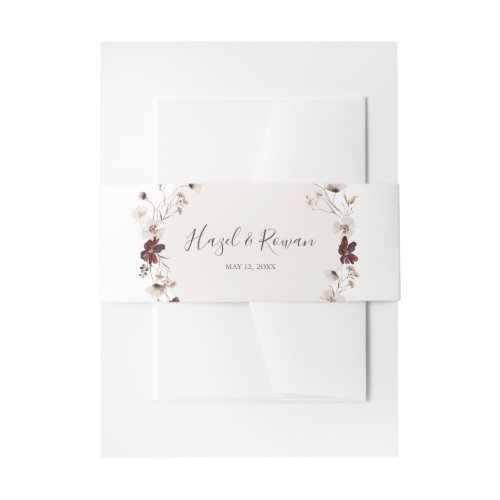 Copper Burgundy Wildflower Wedding Invitation Belly Band