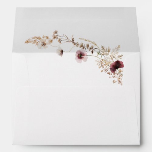 Copper Burgundy Wildflower  Wedding Invitation Envelope