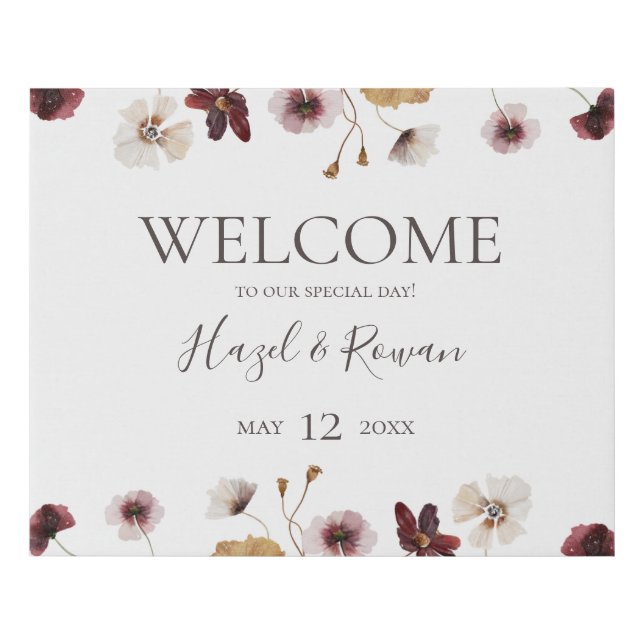Copper Burgundy Wildflower Welcome  Faux Canvas Print (Front)