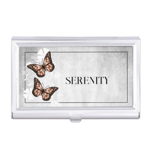 Copper Butterfly Floral Business Card Case