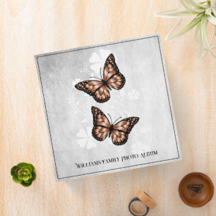 Copper Butterfly Floral Family Photo Album 3 Ring Binder