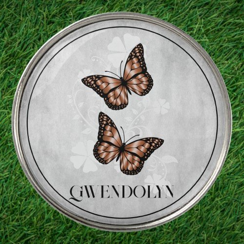 Copper Butterfly Floral Golf Ball Marker