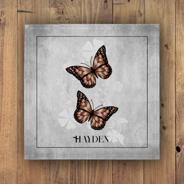 Copper Butterfly Floral Paperweight (Copper Butterfly Floral Personalized Paperweight)