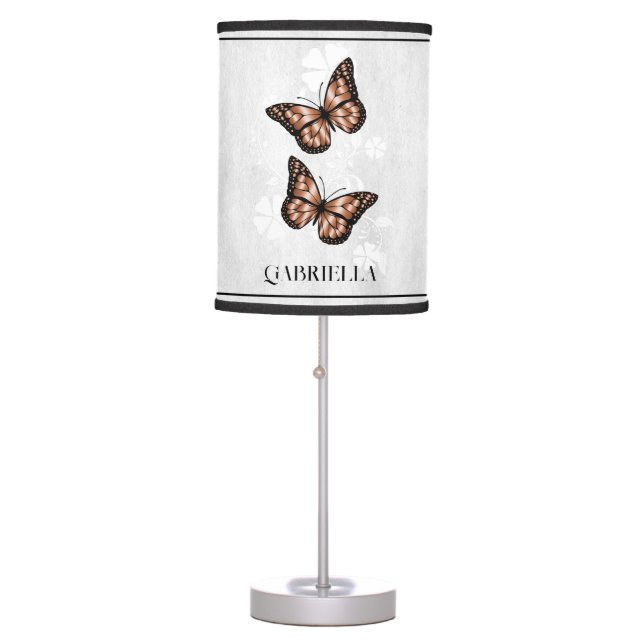 Copper Butterfly Floral Personalized Table Lamp (Front)