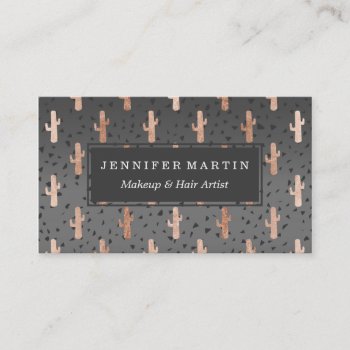 Copper Cactus Modern Chic Geo Triangles Gradient Business Card by BlackStrawberry_Co at Zazzle