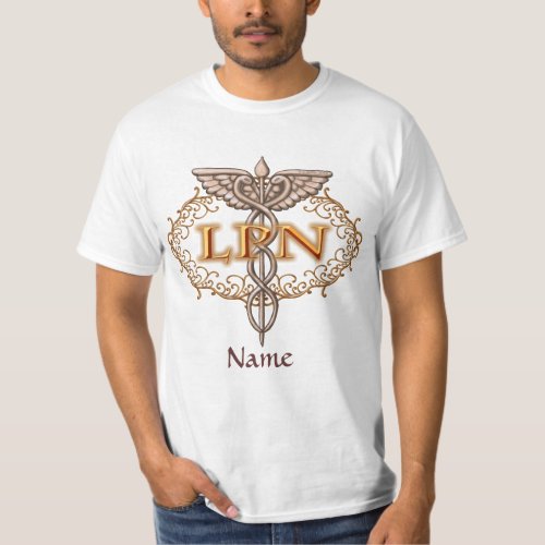 Copper Caduceus LPN Nurse custom name T_Shirt