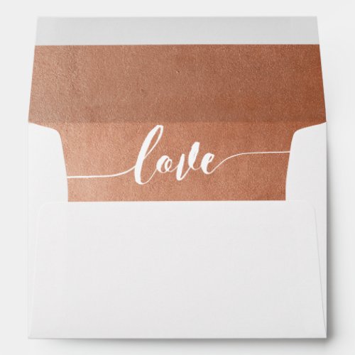 Copper Calligraphic Love Script Printed Inside Envelope