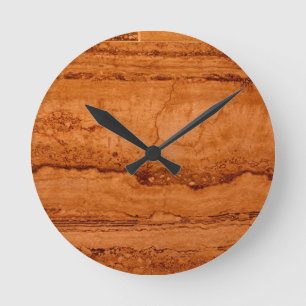 Copper Canyon Granite, amber gold Sedona mountains Round Clock
