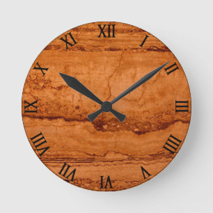 Copper Canyon Granite, amber gold Sedona mountains Round Clock