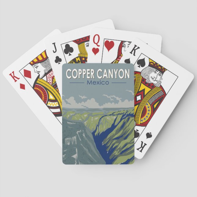 Copper Canyon Mexico Travel Art Vintage Poker Cards (Back)